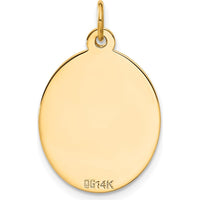 14K Yellow Gold Engraveable Disc and Key Charm Pendant - Polished Finish