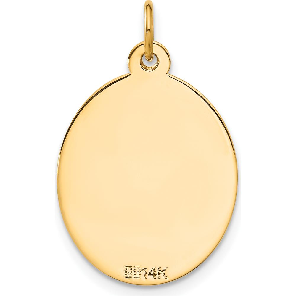 14K Yellow Gold Engraveable Disc and Key Charm Pendant - Polished Finish