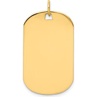 14K Yellow Gold Engraveable Dog Tag Charm Pendant - 32mm Length by Oro Pregiato