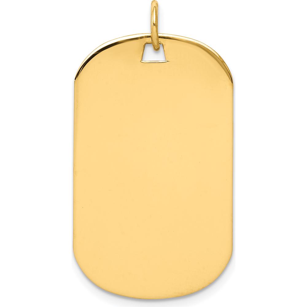 14K Yellow Gold Engraveable Dog Tag Charm Pendant - 32mm Length by Oro Pregiato