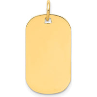 14K Yellow Gold Engraveable Dog Tag Charm - Polished Finish by Oro Pregiato