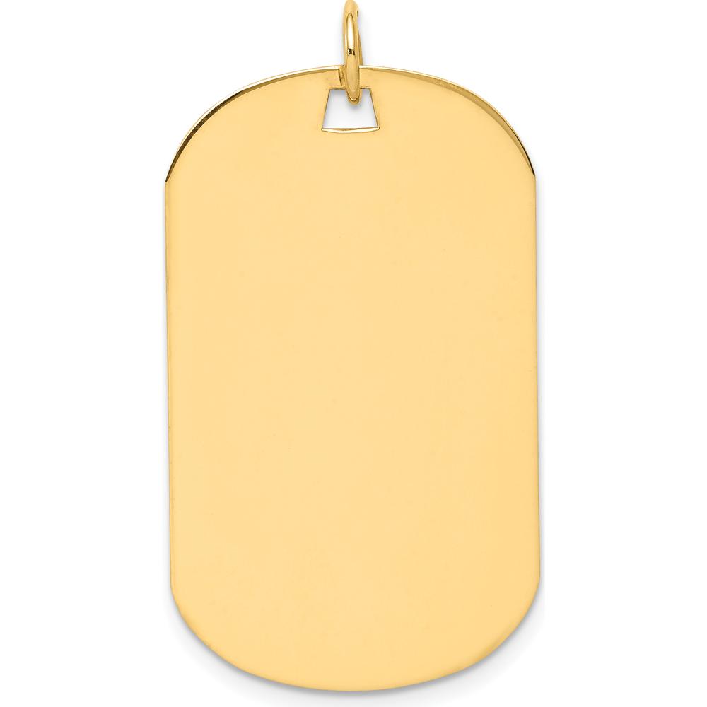 14K Yellow Gold Engraveable Dog Tag Disc Charm - 36mm Length by Oro Pregiato