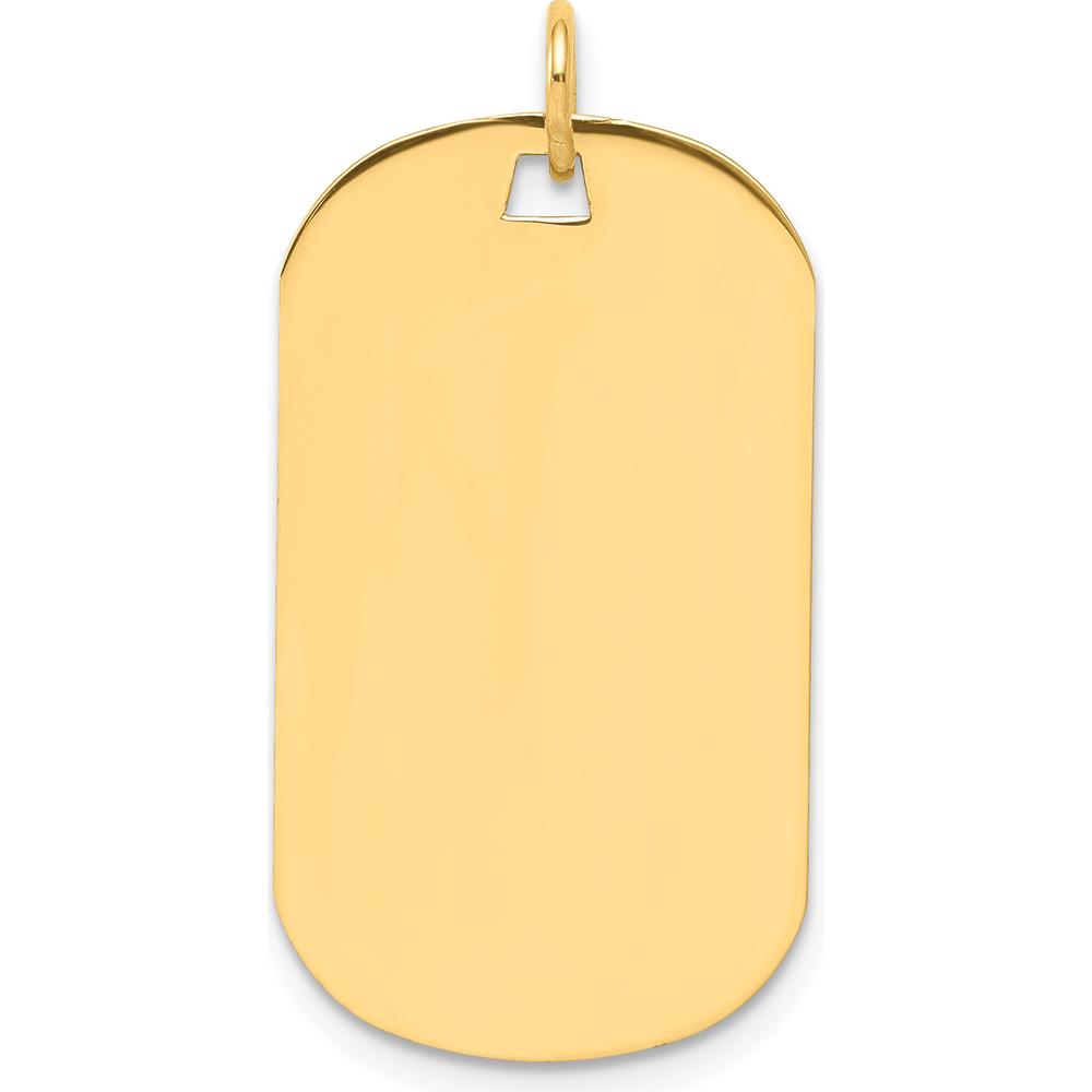 14K Yellow Gold Engraveable Dog Tag Disc Charm with Polished Finish - 30mm by Oro Pregiato