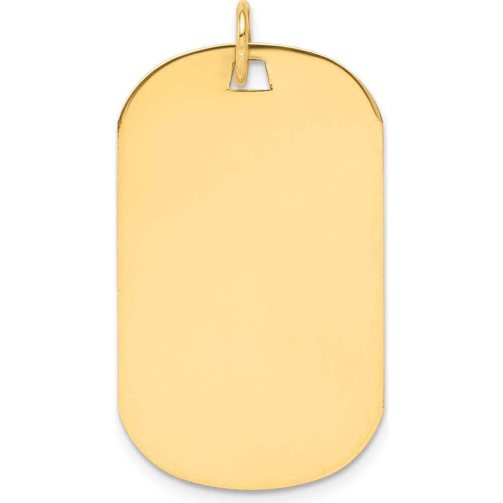 14K Yellow Gold Engraveable Dog Tag Disc Charm with Polished Finish by Oro Pregiato