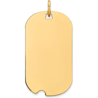 14K Yellow Gold Engraveable Dog Tag Pendant with Notch Edge - Solid Polished Charm by Oro Pregiato