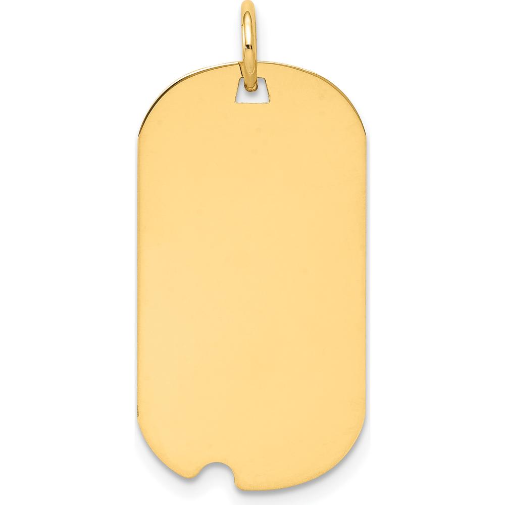 14K Yellow Gold Engraveable Dog Tag Pendant with Notched Edge - 28mm Length by Oro Pregiato