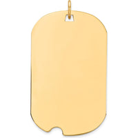 14K Yellow Gold Engraveable Dog Tag Pendant with Notched Edge - Polished Finish, 37mm Length by Oro Pregiato