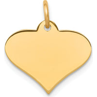 14K Yellow Gold Engraveable Heart Disc Charm - 16mm Polished Finish by Oro Pregiato