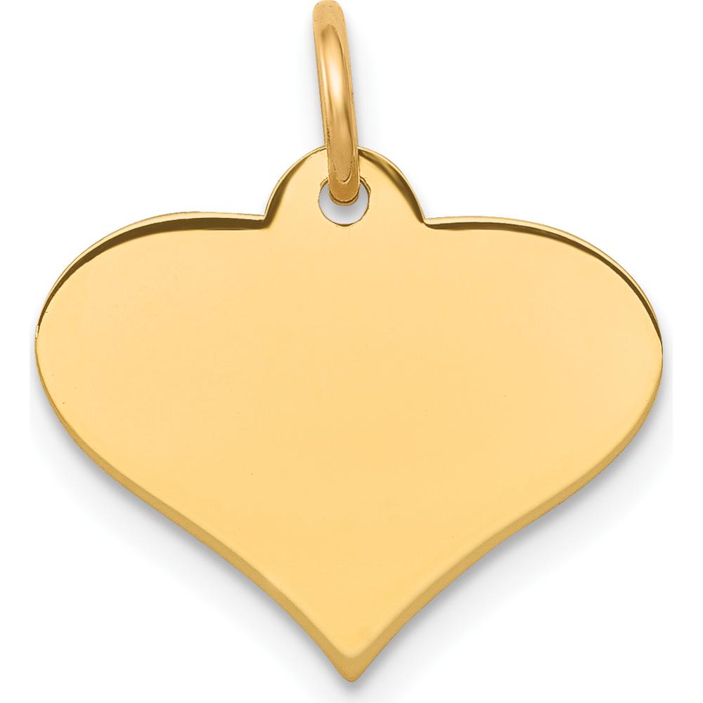 14K Yellow Gold Engraveable Heart Disc Charm - 16mm Polished Finish by Oro Pregiato
