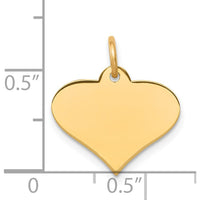 14K Yellow Gold Engraveable Heart Disc Charm - 16mm Polished Finish by Oro Pregiato
