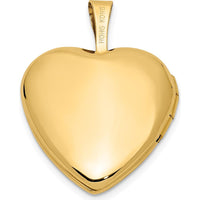 14K Yellow Gold Engraved Heart Locket with Polished Finish and Hinged Opening - Holds Two 9.25x9mm Heart Shaped Photos by Monteluci Fine Jewelry