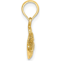 14K Yellow Gold Engraved Striped Fish Pendant Charm by Oro Pregiato