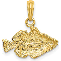 14K Yellow Gold Engraved Striped Fish Pendant Charm by Oro Pregiato