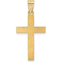 14K Yellow Gold Etched Floral Cross Pendant - 28mm Length by Oro Pregiato