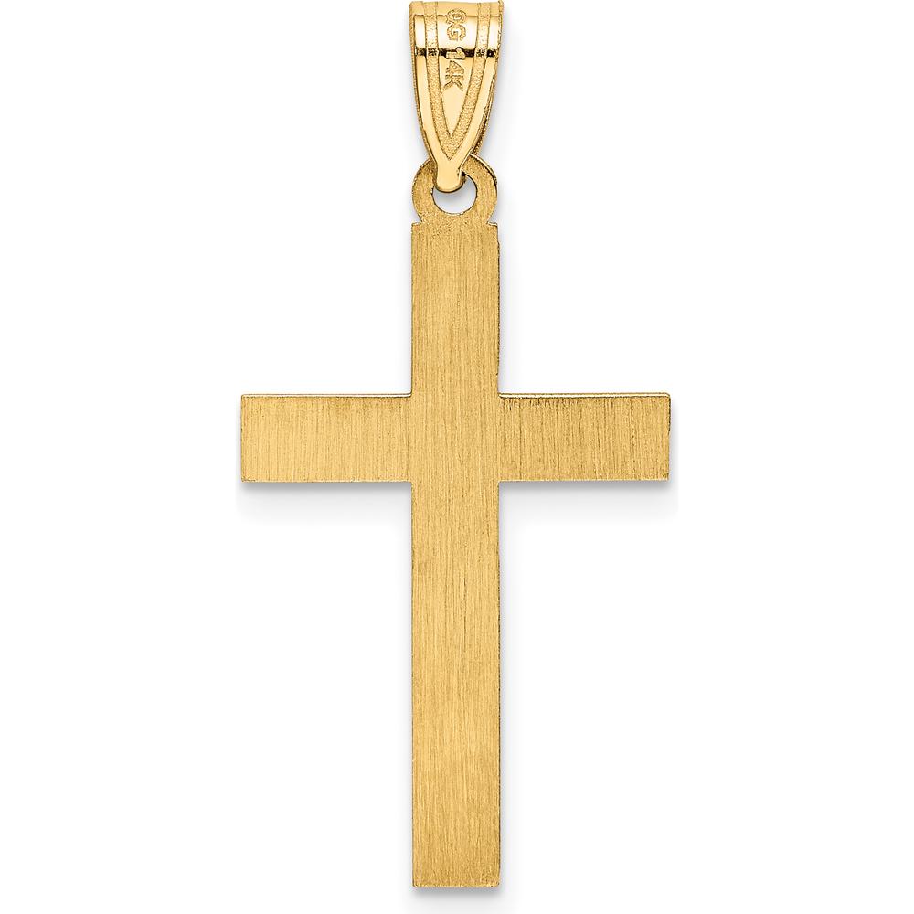14K Yellow Gold Etched Floral Cross Pendant - 28mm Length by Oro Pregiato