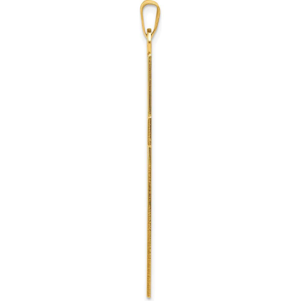 14K Yellow Gold Etched Floral Cross Pendant with Polished Finish - 49mm Length by Oro Pregiato