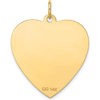 14K Yellow Gold Etched Heart Disc Charm - Engravable Personalized Pendant by Oro Pregiato