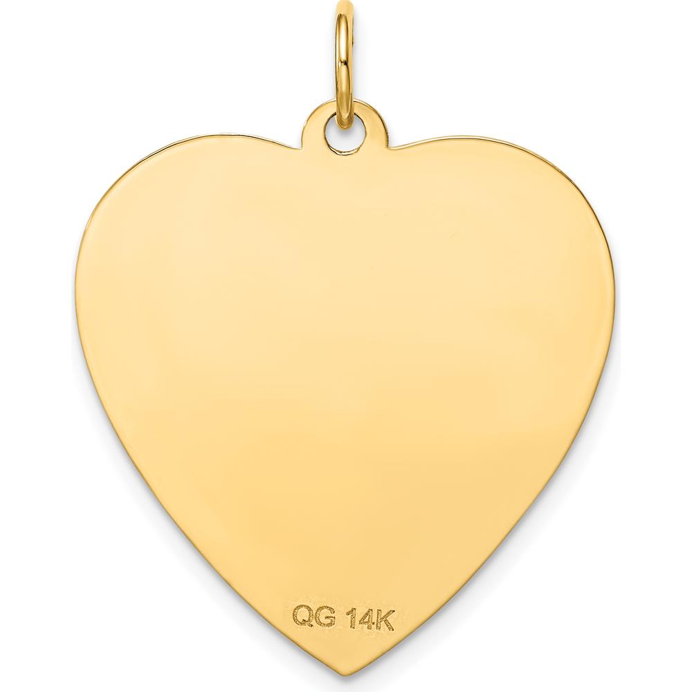 14K Yellow Gold Etched Heart Disc Charm - Engravable Personalized Pendant by Oro Pregiato