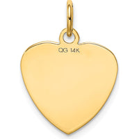 14K Yellow Gold Etched Heart Disc Charm Pendant - Engravable Personalized Jewelry by Oro Pregiato