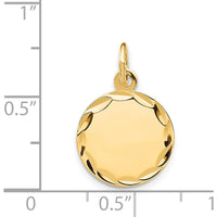 14K Yellow Gold Etched Round Disc Charm - Personalized Engravable Pendant by Oro Pregiato