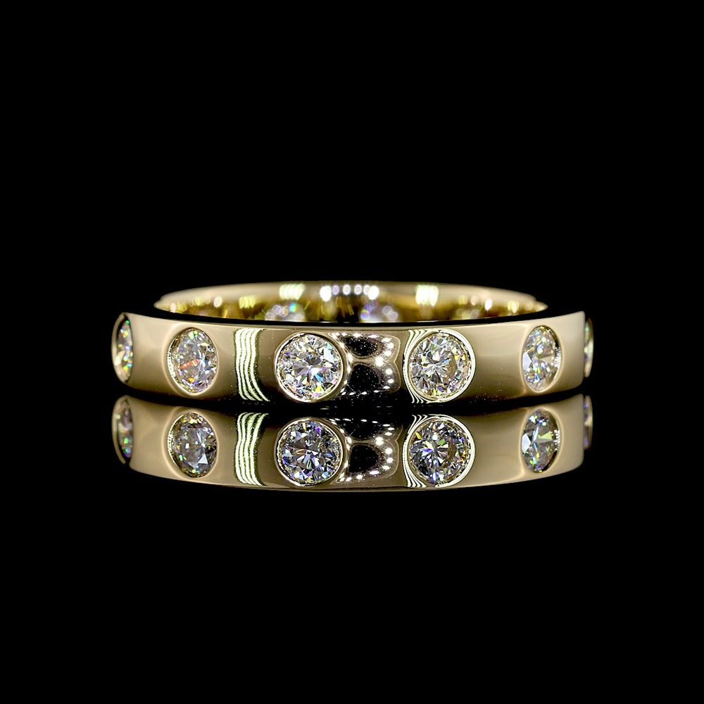 14K Yellow Gold Eternity Band with 12 Flush Set Round Lab Diamonds - 0.77 Carats Total Diamond Weight, E-F Color VS Clarity - Covaloro Fine Jewelry