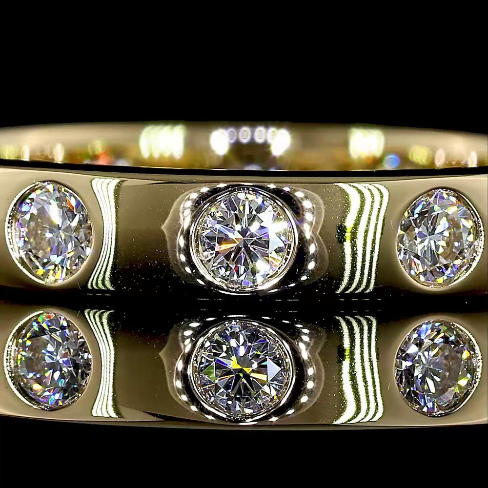 14K Yellow Gold Eternity Band with 12 Flush Set Round Lab Diamonds - 0.77 Carats Total Diamond Weight, E-F Color VS Clarity - Covaloro Fine Jewelry