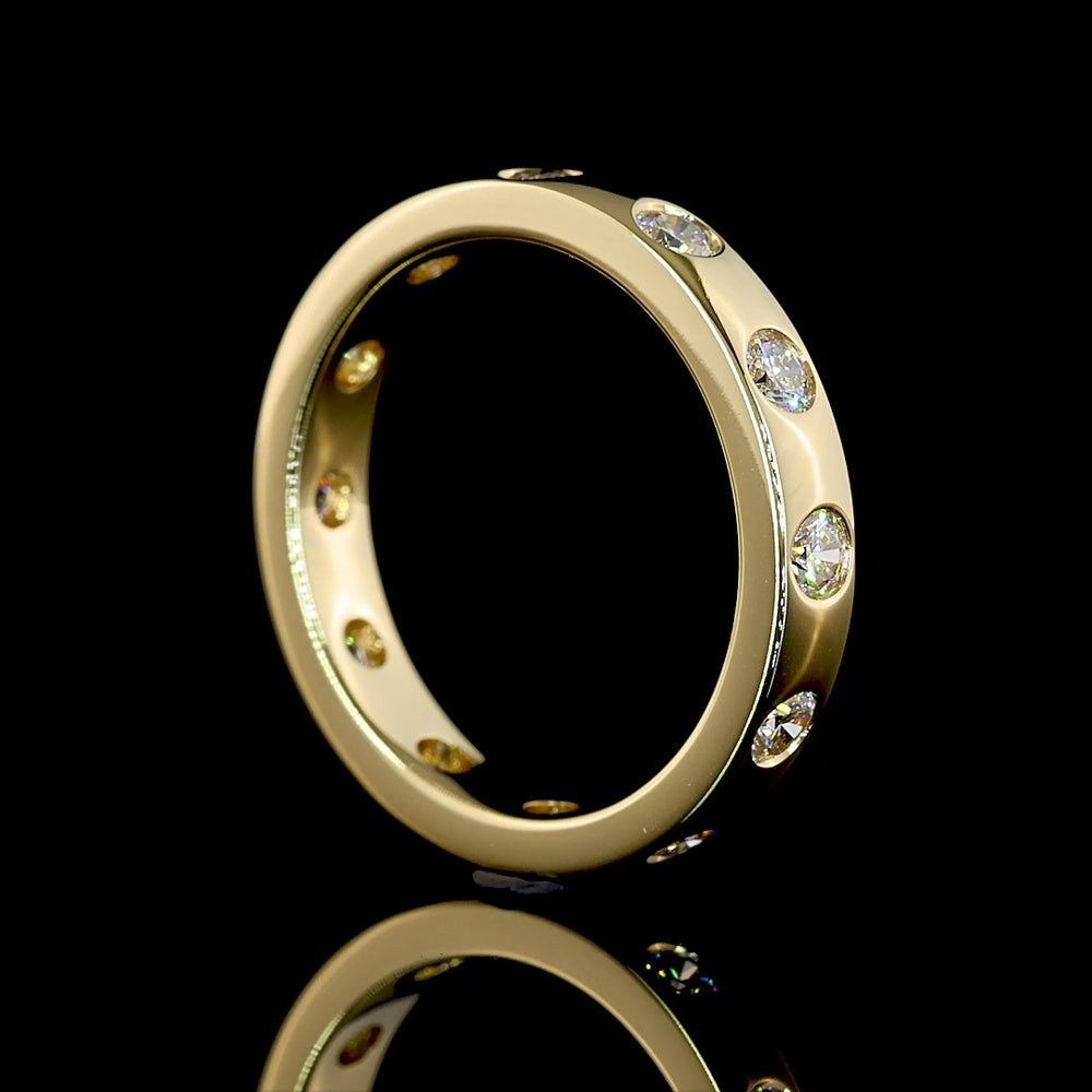 14K Yellow Gold Eternity Band with 12 Flush Set Round Lab Diamonds - 0.77 Carats Total Diamond Weight, E-F Color VS Clarity - Covaloro Fine Jewelry