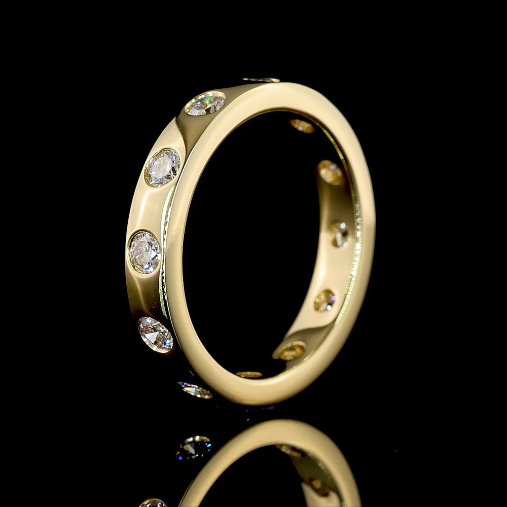 14K Yellow Gold Eternity Band with 12 Flush Set Round Lab Diamonds - 0.77 Carats Total Diamond Weight, E-F Color VS Clarity - Covaloro Fine Jewelry