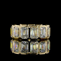 14K Yellow Gold Eternity Band with 13 Bezel-Set Emerald Cut Lab Diamonds - 10.04 Total Carat Weight, F VS1 - Covaloro Fine Jewelry