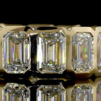 14K Yellow Gold Eternity Band with 13 Bezel-Set Emerald Cut Lab Diamonds - 10.04 Total Carat Weight, F VS1 - Covaloro Fine Jewelry
