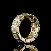 14K Yellow Gold Eternity Band with 13 Bezel-Set Emerald Cut Lab Diamonds - 10.04 Total Carat Weight, F VS1 - Covaloro Fine Jewelry