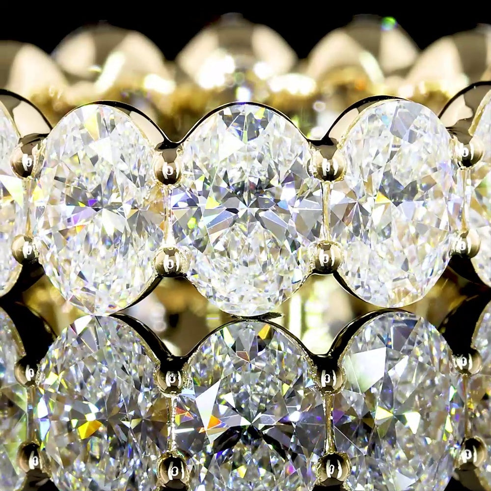 14K Yellow Gold Eternity Band with 14 Oval Cut Lab Grown Diamonds - E Color VVS2 Clarity - 5.60 Carat Total Diamond Weight - Covaloro Fine Jewelry