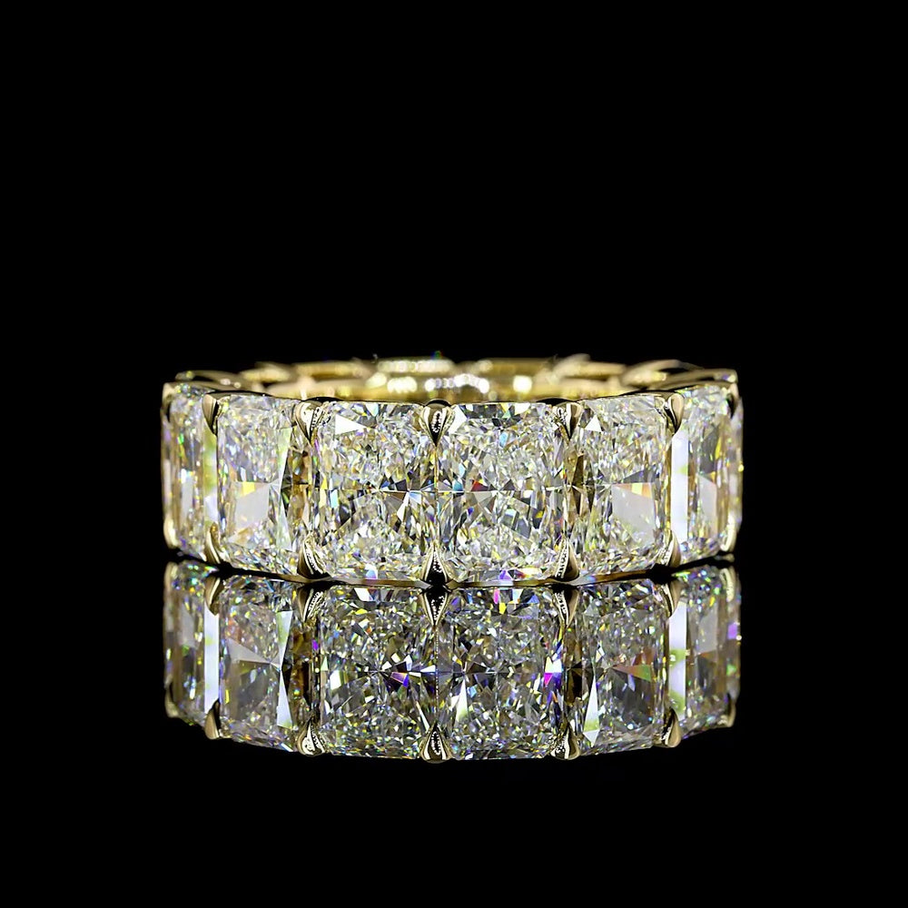 14K Yellow Gold Eternity Band with 14 Radiant Cut Lab Diamonds - 14.69 Carat Total Diamond Weight - Covaloro Fine Jewelry