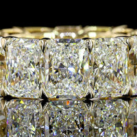14K Yellow Gold Eternity Band with 14 Radiant Cut Lab Diamonds - 14.69 Carat Total Diamond Weight - Covaloro Fine Jewelry