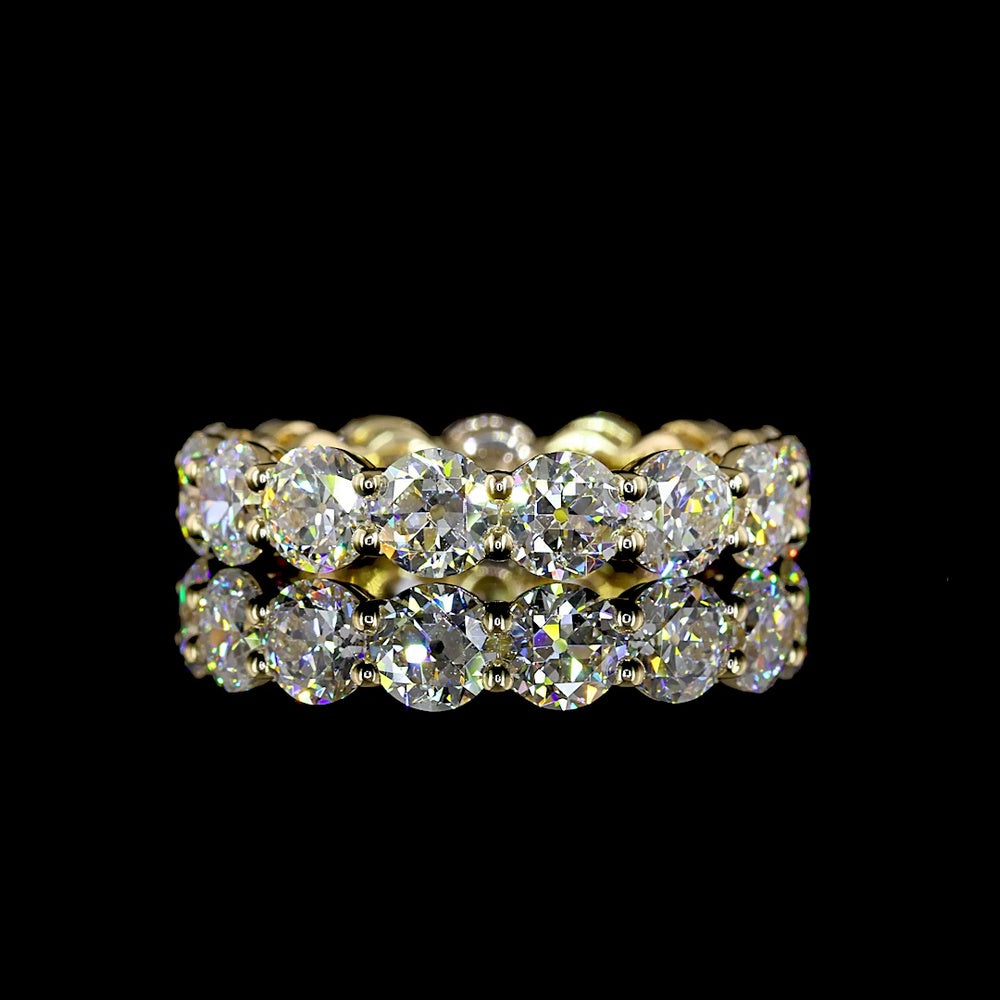 14K Yellow Gold Eternity Band with 15 Prong-Set Old European Cut Lab Diamonds - 4.63 Total Carat Weight - Covaloro Fine Jewelry