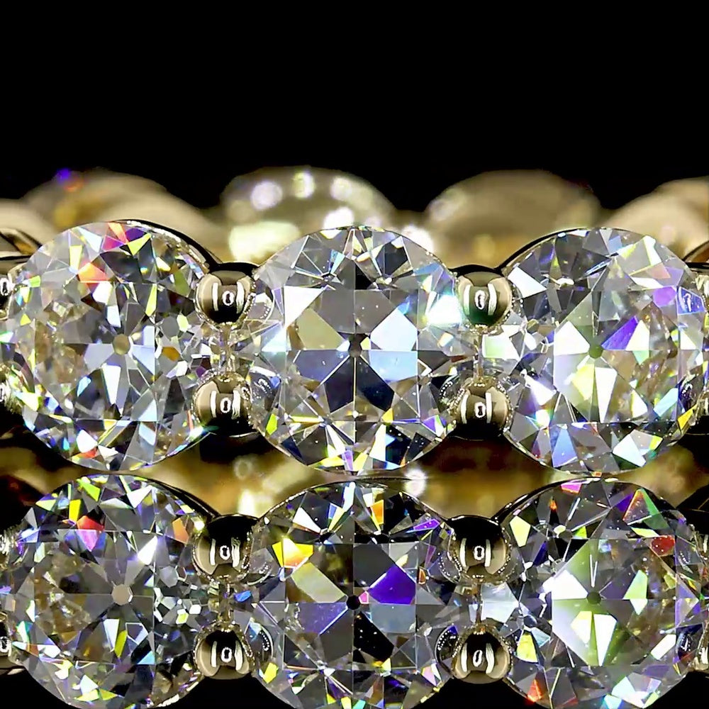 14K Yellow Gold Eternity Band with 15 Prong-Set Old European Cut Lab Diamonds - 4.63 Total Carat Weight - Covaloro Fine Jewelry
