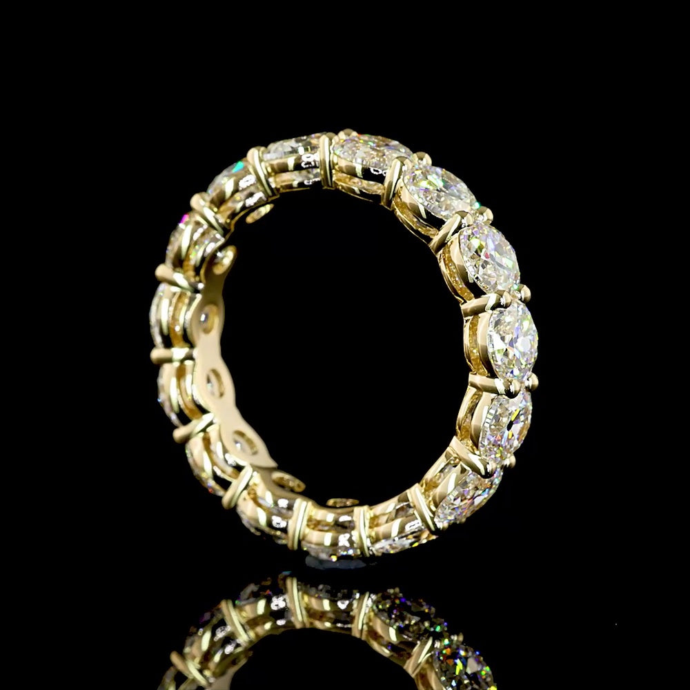 14K Yellow Gold Eternity Band with 15 Prong-Set Old European Cut Lab Diamonds - 4.63 Total Carat Weight - Covaloro Fine Jewelry