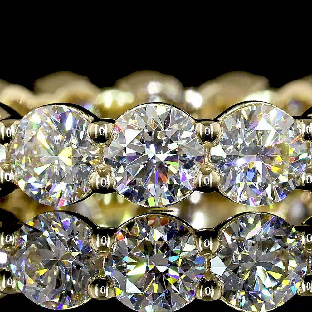 14K Yellow Gold Eternity Band with 17 Round Brilliant Cut Lab Diamonds - 2.59 Carats Total Diamond Weight, E-F Color, VS Clarity - Covaloro Fine Jewelry