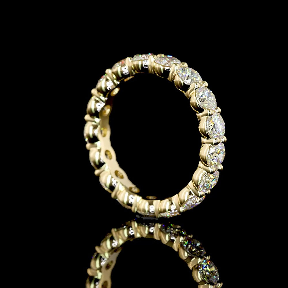 14K Yellow Gold Eternity Band with 17 Round Brilliant Cut Lab Diamonds - 2.59 Carats Total Diamond Weight, E-F Color, VS Clarity - Covaloro Fine Jewelry