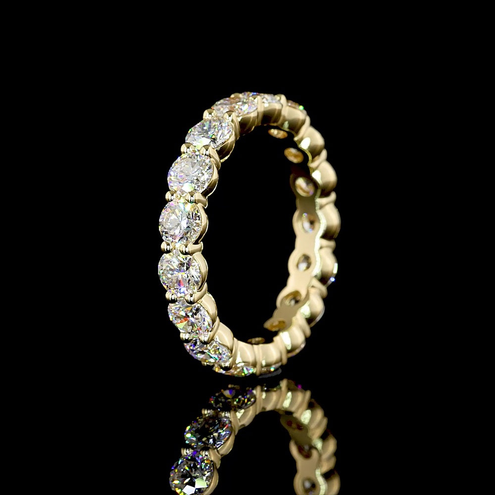 14K Yellow Gold Eternity Band with 17 Round Brilliant Cut Lab Diamonds - 2.59 Carats Total Diamond Weight, E-F Color, VS Clarity - Covaloro Fine Jewelry