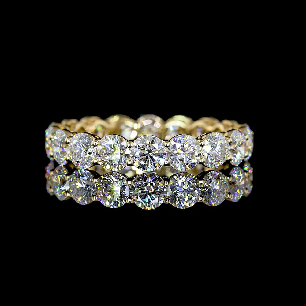 14K Yellow Gold Eternity Band with 18 Prong-Set Round Lab-Grown Diamonds - 3.03 Carat Total Weight (E-F Color, VS Clarity) - Covaloro Fine Jewelry