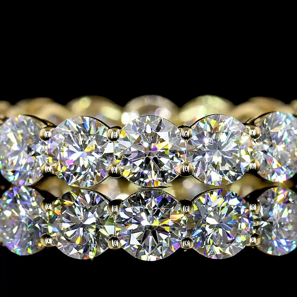 14K Yellow Gold Eternity Band with 18 Prong-Set Round Lab-Grown Diamonds - 3.03 Carat Total Weight (E-F Color, VS Clarity) - Covaloro Fine Jewelry