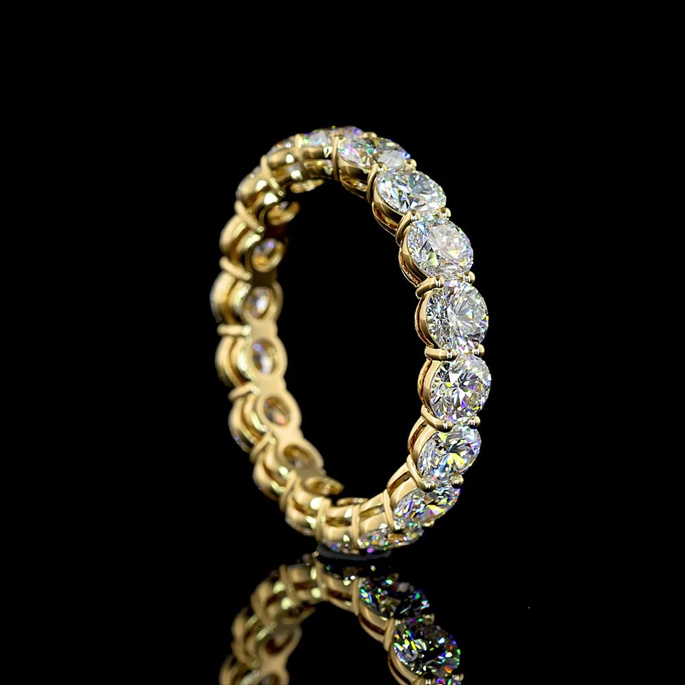 14K Yellow Gold Eternity Band with 18 Prong-Set Round Lab-Grown Diamonds - 3.03 Carat Total Weight (E-F Color, VS Clarity) - Covaloro Fine Jewelry