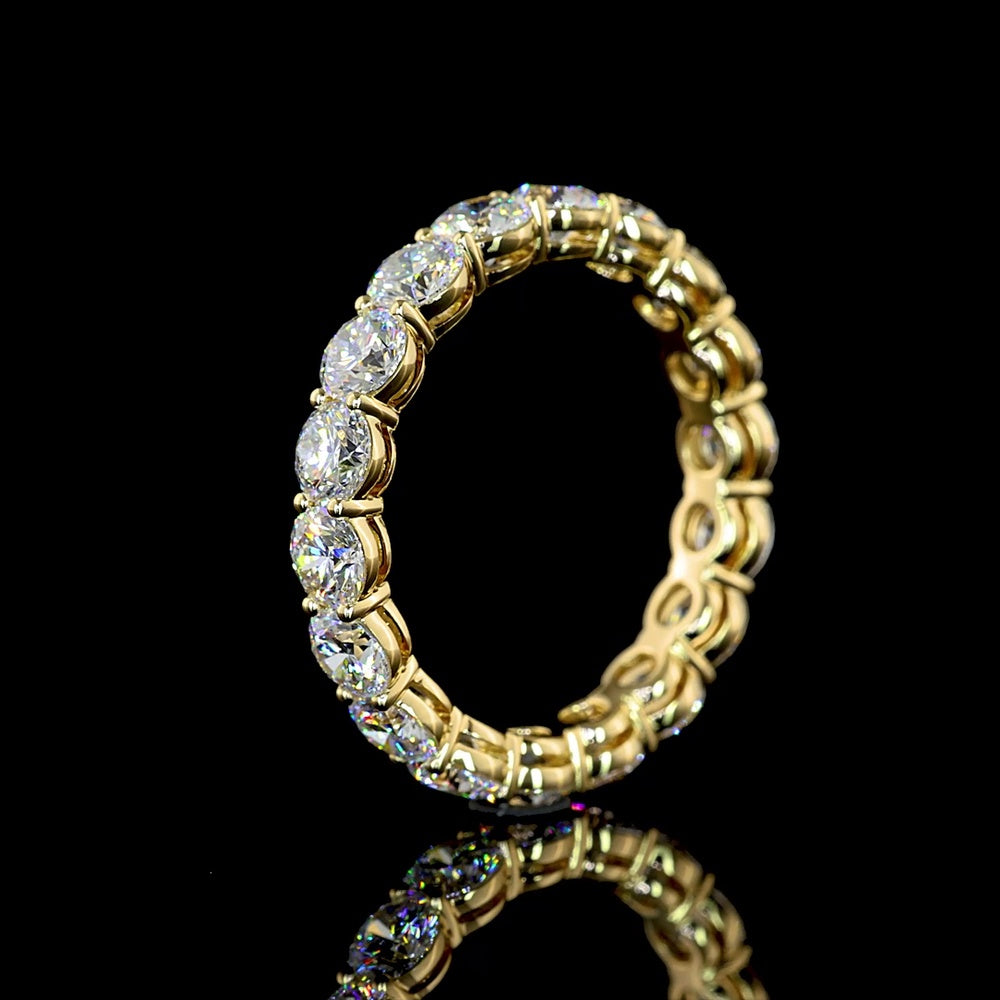 14K Yellow Gold Eternity Band with 18 Prong-Set Round Lab-Grown Diamonds - 3.03 Carat Total Weight (E-F Color, VS Clarity) - Covaloro Fine Jewelry