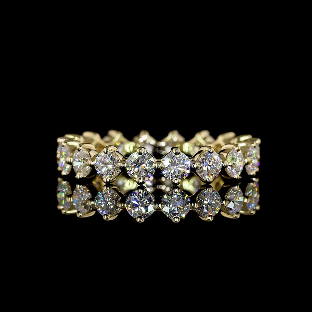 14K Yellow Gold Eternity Band with 18 Round Cut Lab Diamonds - 1.45 Carat Total Diamond Weight - Covaloro Fine Jewelry
