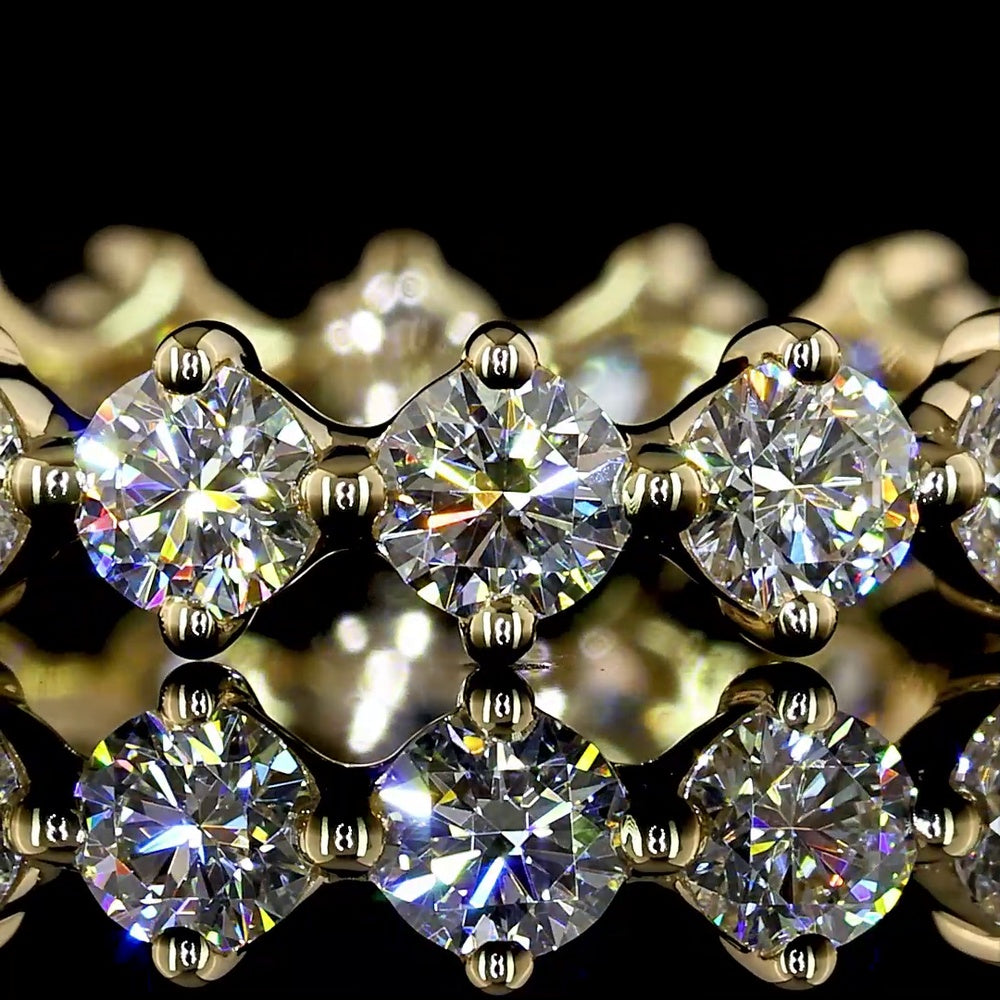 14K Yellow Gold Eternity Band with 18 Round Cut Lab Diamonds - 1.45 Carat Total Diamond Weight - Covaloro Fine Jewelry