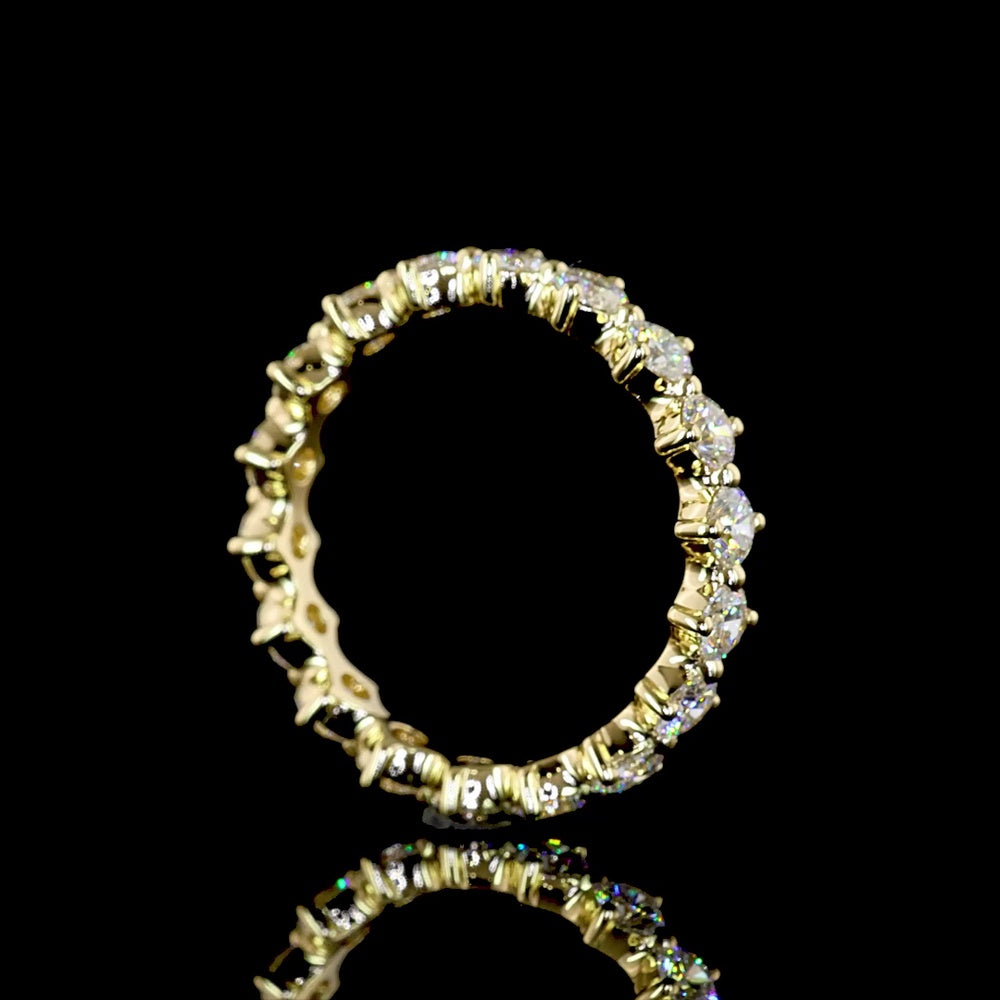 14K Yellow Gold Eternity Band with 18 Round Cut Lab Diamonds - 1.45 Carat Total Diamond Weight - Covaloro Fine Jewelry