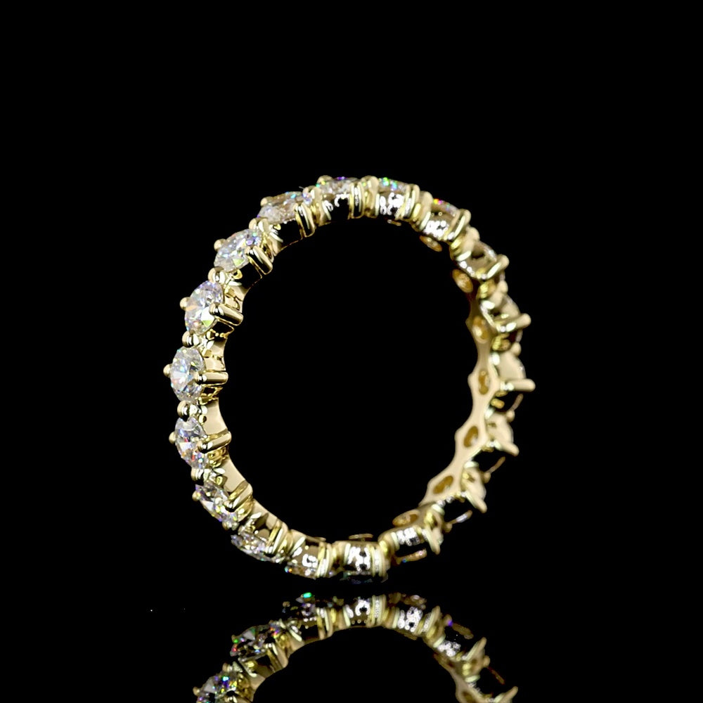 14K Yellow Gold Eternity Band with 18 Round Cut Lab Diamonds - 1.45 Carat Total Diamond Weight - Covaloro Fine Jewelry
