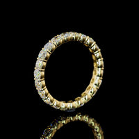 14K Yellow Gold Eternity Band with 2.21 Carats Total Weight Square Cushion Brilliant Cut Lab Diamonds in Prong Setting - Covaloro Fine Jewelry