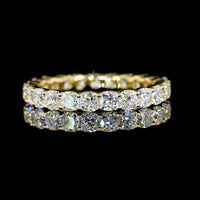 14K Yellow Gold Eternity Band with 2.21 Carats Total Weight Square Cushion Brilliant Cut Lab Diamonds in Prong Setting - Covaloro Fine Jewelry